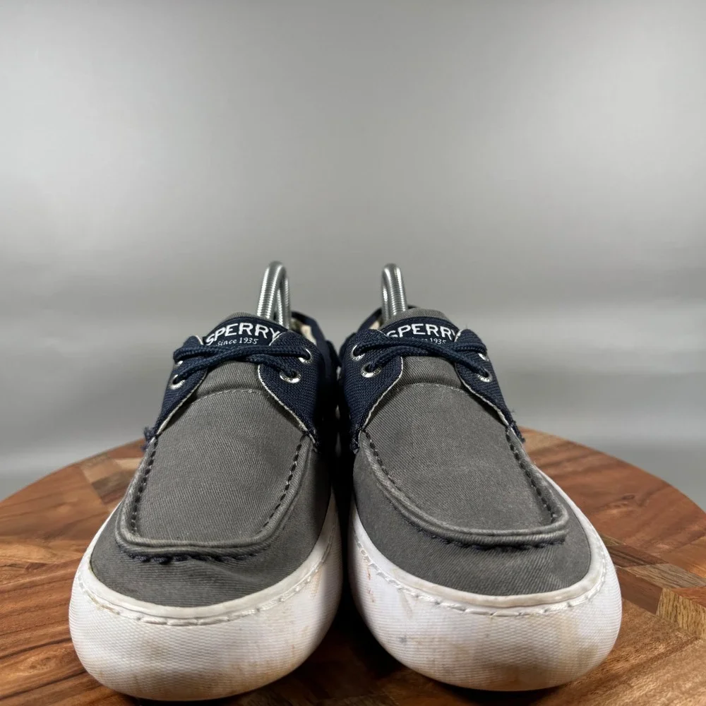 Sperry Top-Sider Mens 8 M Gray Navy Blue Fabric Boat Shoe Sneakers STS15303